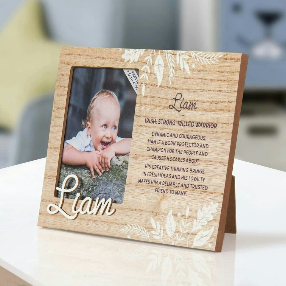 image 1 of History & Heraldry Pre-Personalised Kids Wooden Picture Frame - Liam