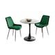 image 1 of Furniturebox Elina White Marble Effect Round Dining Table & 2 Green Pesaro Black Leg Chairs