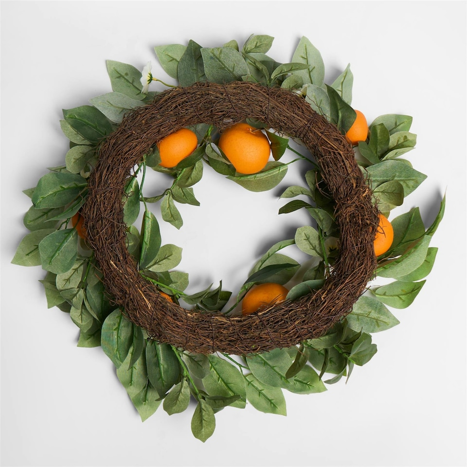 image 1 of OHS Natural Home Wall Table Decor Artificial Orange Wreath, 45cm - Orange
