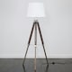 image 3 of ValueLights Clipper Painted Natural Floor Lamp with Large White Tapered Shade and LED Bulb