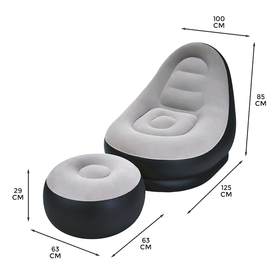 image 1 of Deluxe Inflatable Sofa Lounger Ottoman Couch Gaming Chair Foot Stool Seat Air