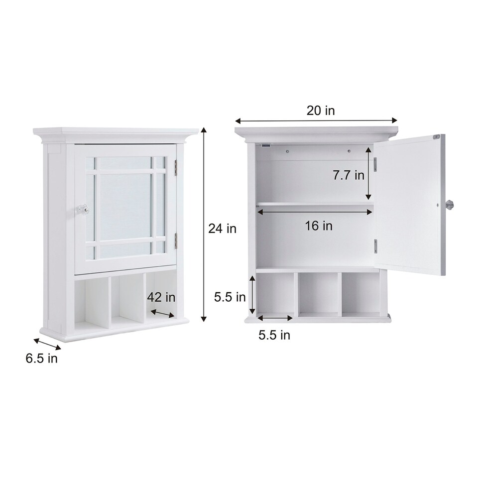 image 1 of Teamson Home Wooden Bathroom Medicine Cabinet Mirrored White