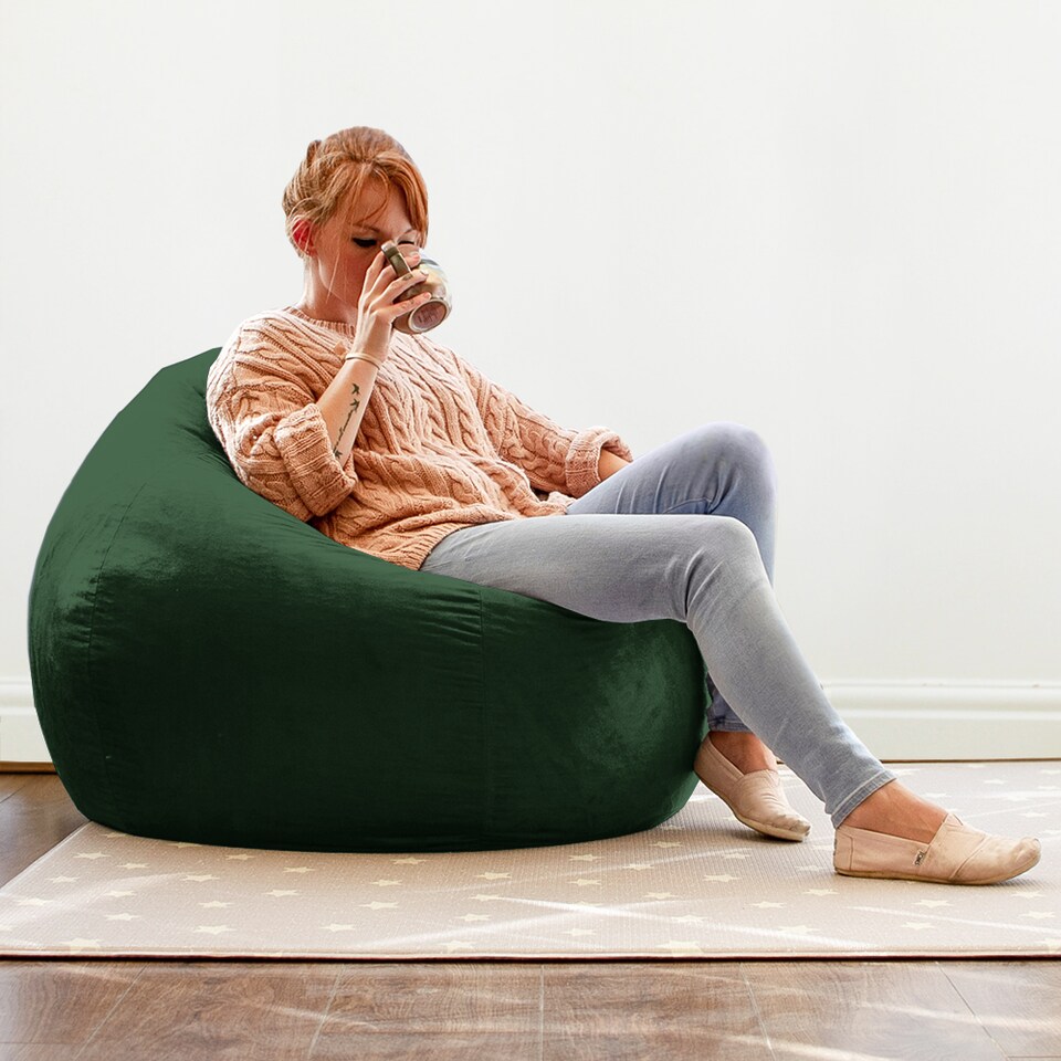 image 1 of rucomfy Indoor Adults Classic Slouchbag Bean Bag Chair - Velvet Seat
