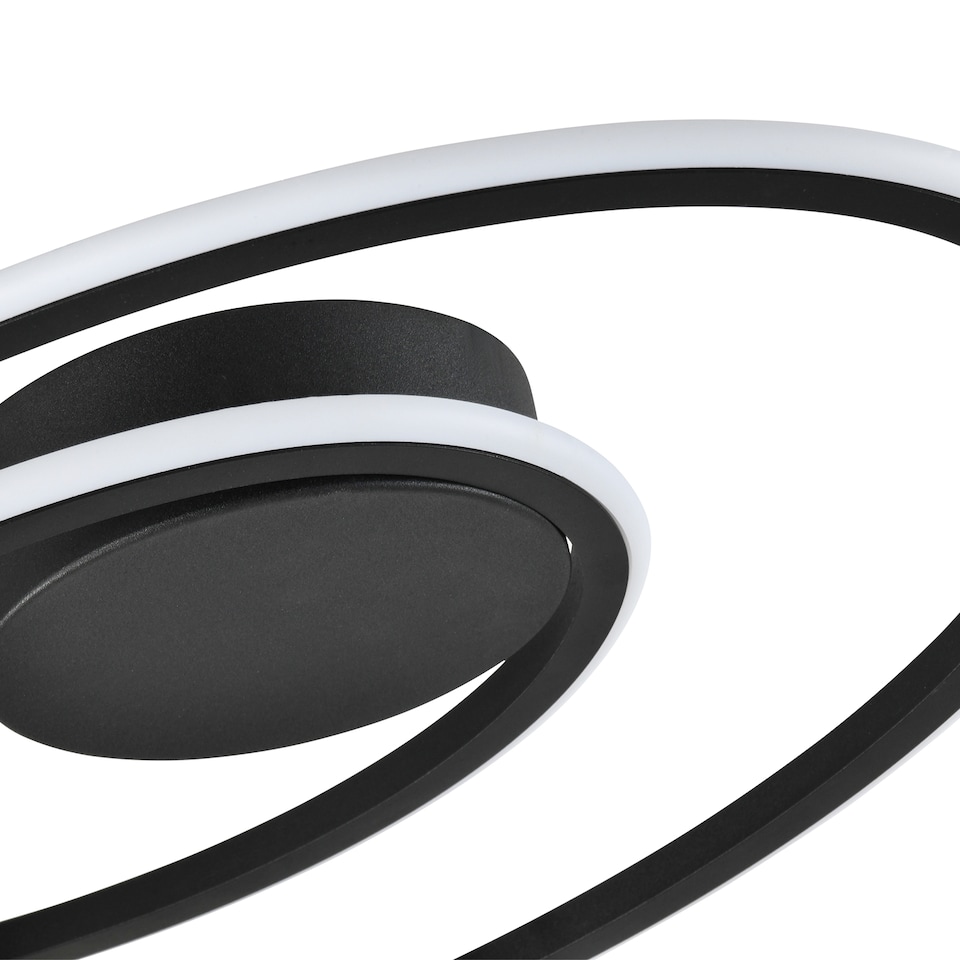 image 1 of Modern Double Swirl Strip LED Flush Ceiling Light Fitting in Sleek Matte Black | Black