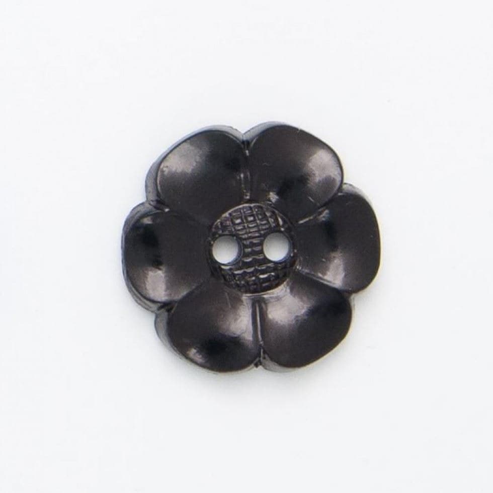 Minerva Black Plastic Flower Buttons for Dressmaking - 38mm - per value pack of 50
