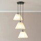 image 2 of ValueLights Lauren White Pleated 3 Drop Cluster Matte Black Ceiling Pendant Light with Bulbs Black