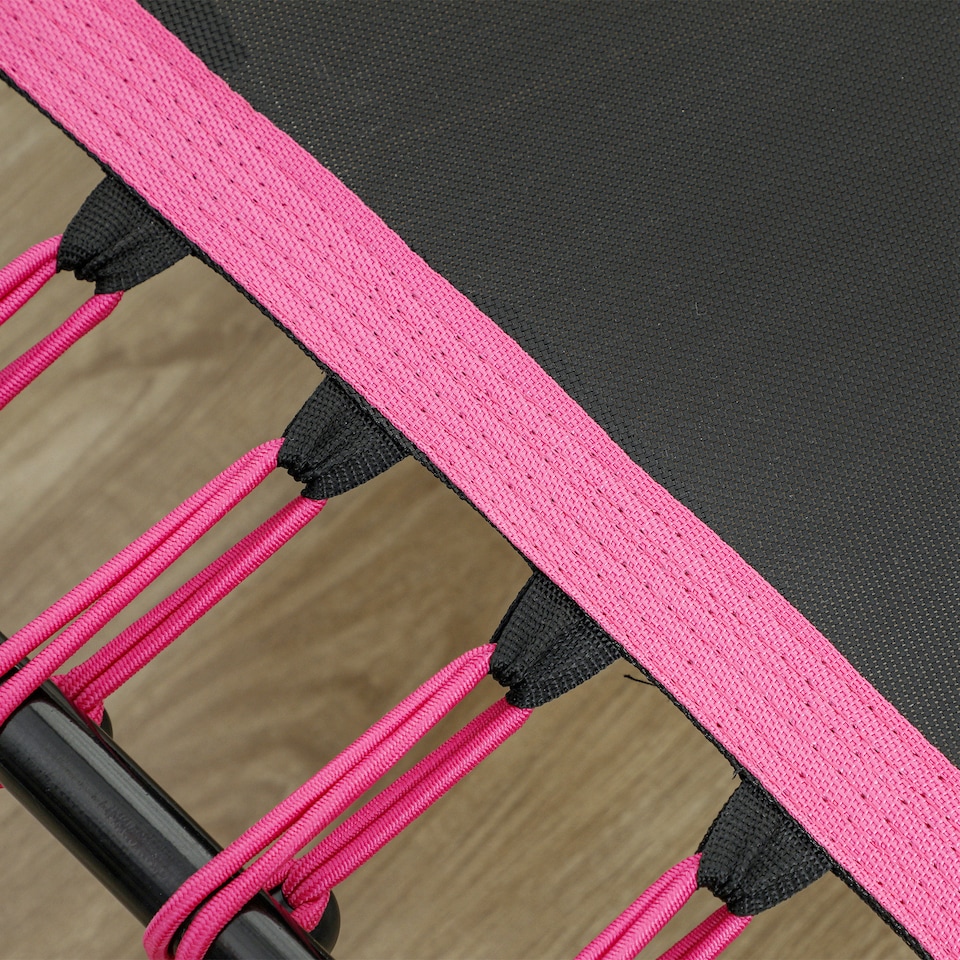 image 1 of SPORTNOW Fitness Trampoline with Adjustable Handle, LED Lights, Pink