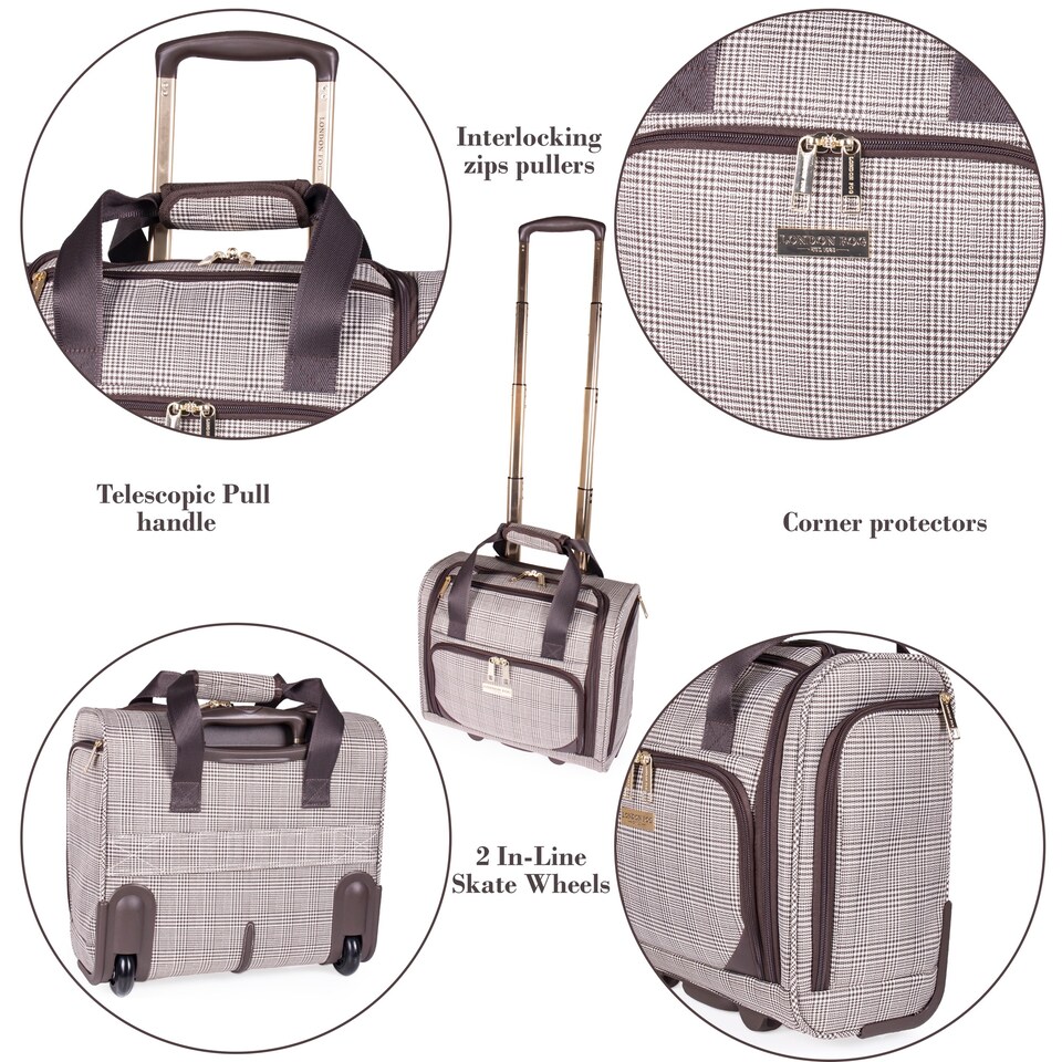 image 1 of London Fog Camberley 15in Underseat Carry-On Flight Bag, 2 Wheel Cabin Suitcase, Brown
