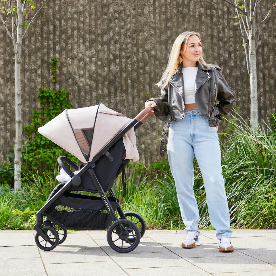 image 1 of Stomp Stride Prime Stroller - Birth to 22kg, Extra-Large Seat, Multi-Terrain Wheels, Raincover, Footwarmer, Cupholder, Buggy Organiser & More (Pearl Grey)