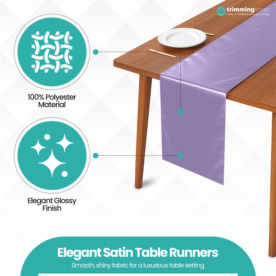 image 1 of Satin Table Runner for Dining Table - 11 x 108 Inch