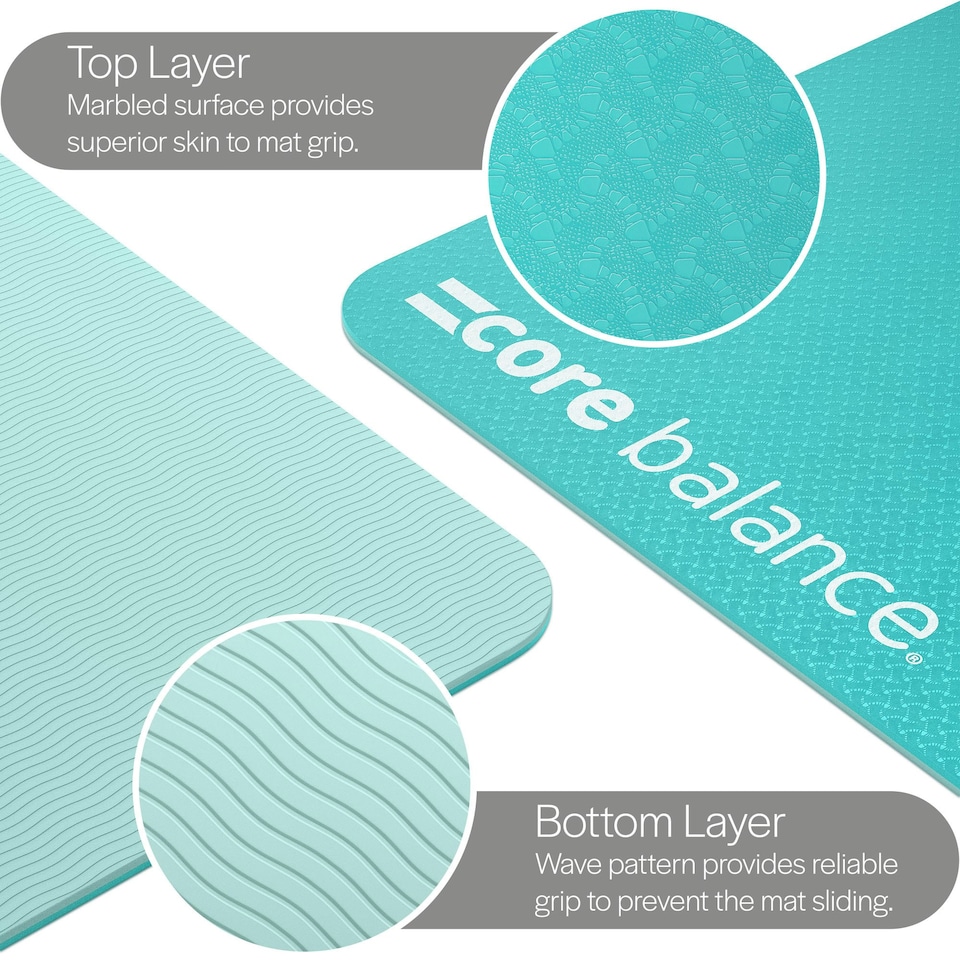 image 1 of TPE Yoga Mat with Strap (6mm Thick) - Green