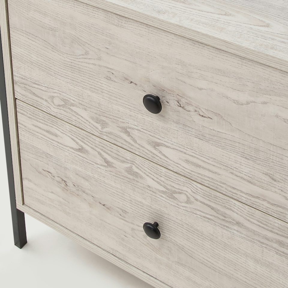 image 1 of Zahra Open Wardrobe with 2 Drawers White Oak
