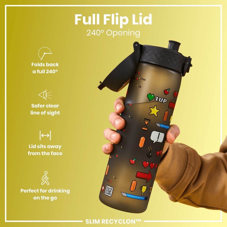 image 1 of Leak Proof Slim Water Bottle, BPA Free, 500ml (18oz) | Grey | Gamer | One Size