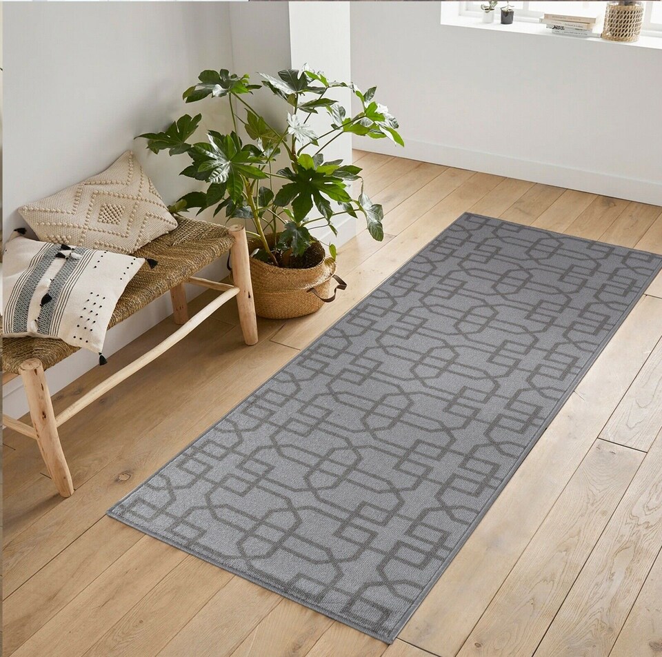 image 1 of Machine Washable Cubed Trellis Design Anti Slip Doormats -