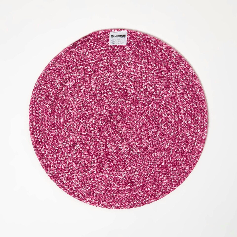 image 1 of Homescapes Pink Handwoven Round Placemats Set of 4 Pink