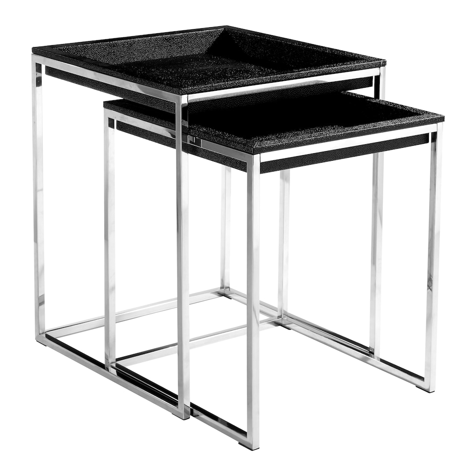 image 1 of Pacific Nest Of 2 Tables Faux Shark Skin Black