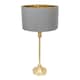 image 4 of ValueLights Maggie Gold Candlestick Table Lamp with Grey with Gold Inner Lamp Shade and LED Bulb Gold
