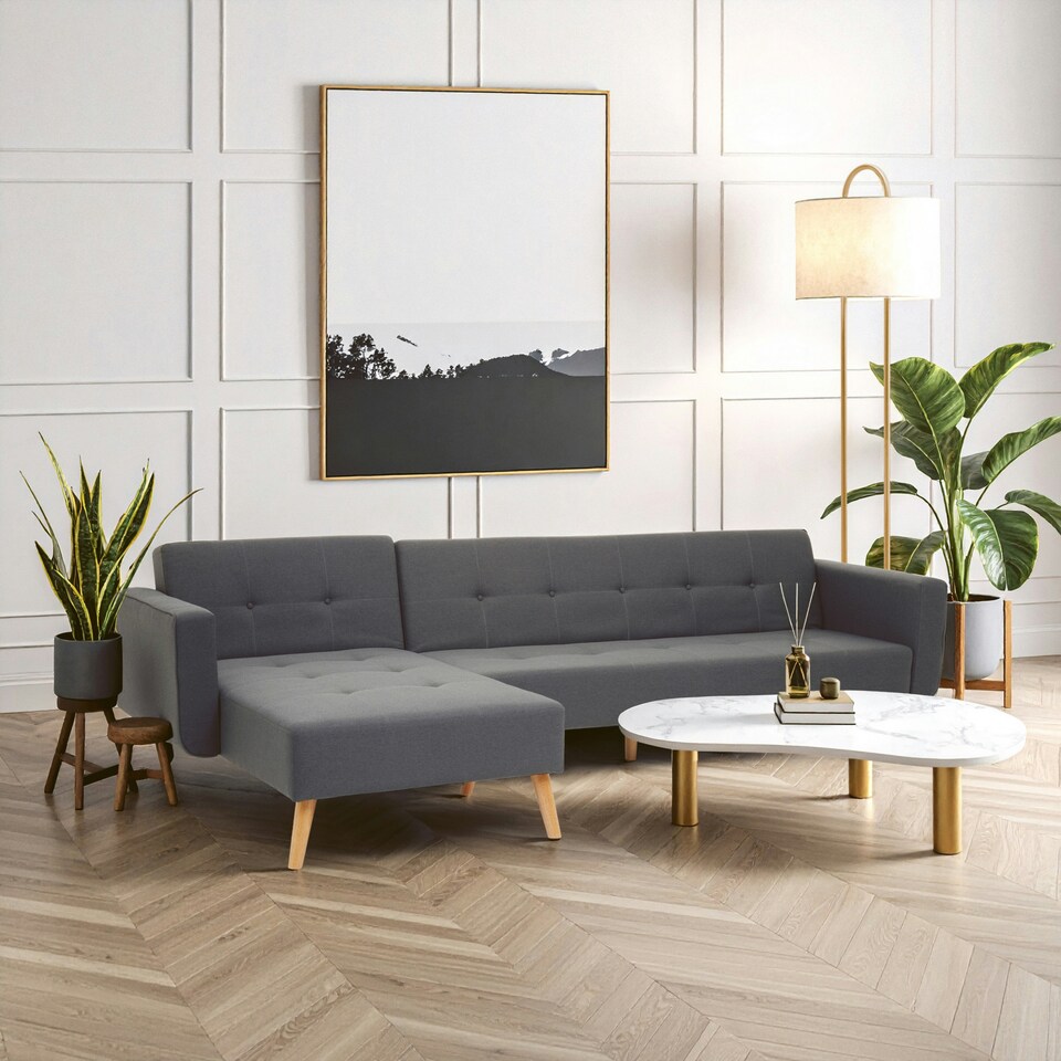 image 1 of Hansa Hagen Grey Large Corner Sofa Bed Grey