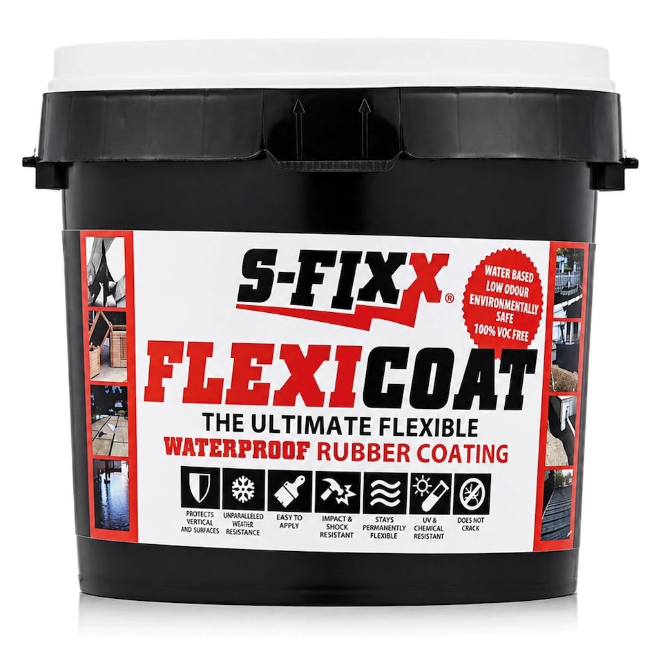 image 1 of S-FIXX FLEXICOAT 2 Litre, One-Coat, Waterproof, Pond Paint, Roof Paint, Liquid Rubber Sealant