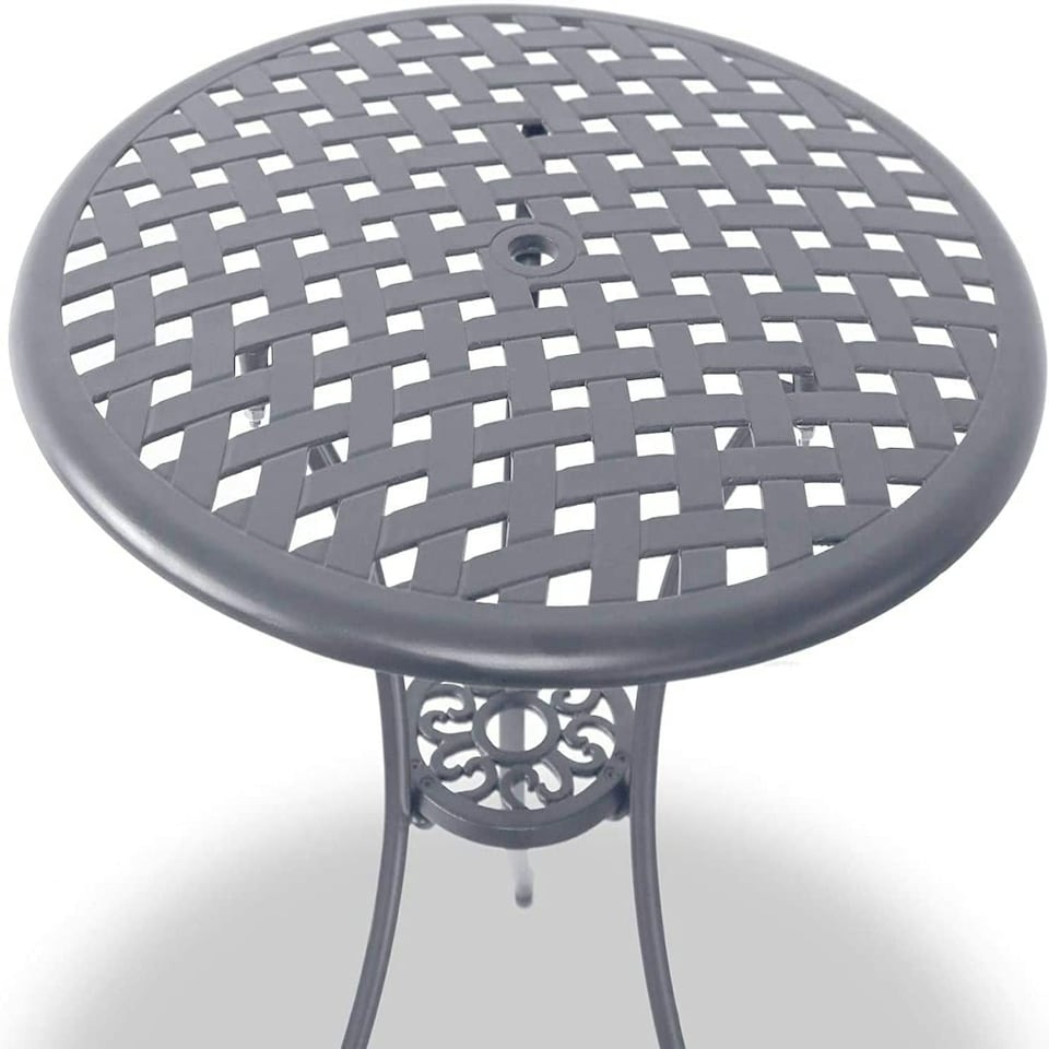 image 1 of Centurion Supports OSHOWA Luxurious Garden and Patio Table and 4 Large Chairs with Armrests Cast Aluminium Bistro Set Grey