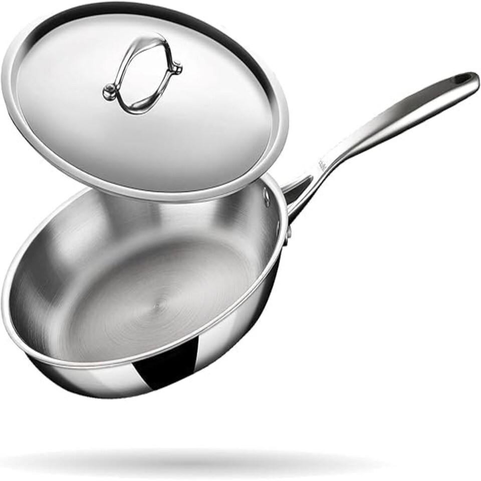 image 1 of Vinod Smart Triply Stainless Steel Cookware Fry pan with Stainless Lid 24cm