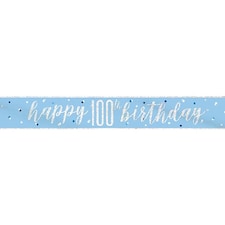 Unique Party Foil Prismatic 100th Birthday Banner - Blue - 9ft