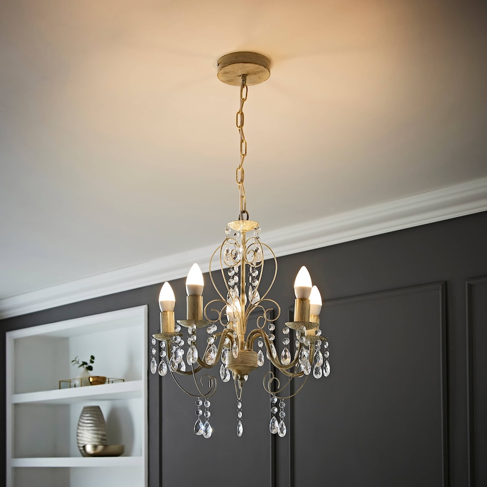 image 1 of ValueLights Lille White Ceiling Light Chandelier | White