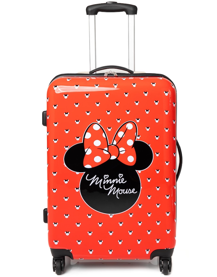 image 1 of Disney Minnie Mouse Suitcase For All Ages | Red Small, Medium Or Large Options Luggage Bag with Extendable Handle | Hard Cover Carry On Trolley Cabin Case | Fun Travel Accessory Gift for Kids and Adults