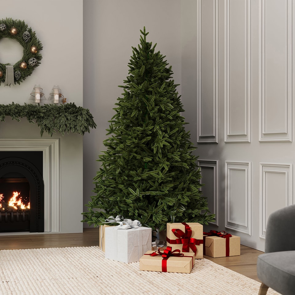 image 1 of Charles Bentley Luxury 6ft Faux Hinged Nordic Spruce Christmas Tree Green