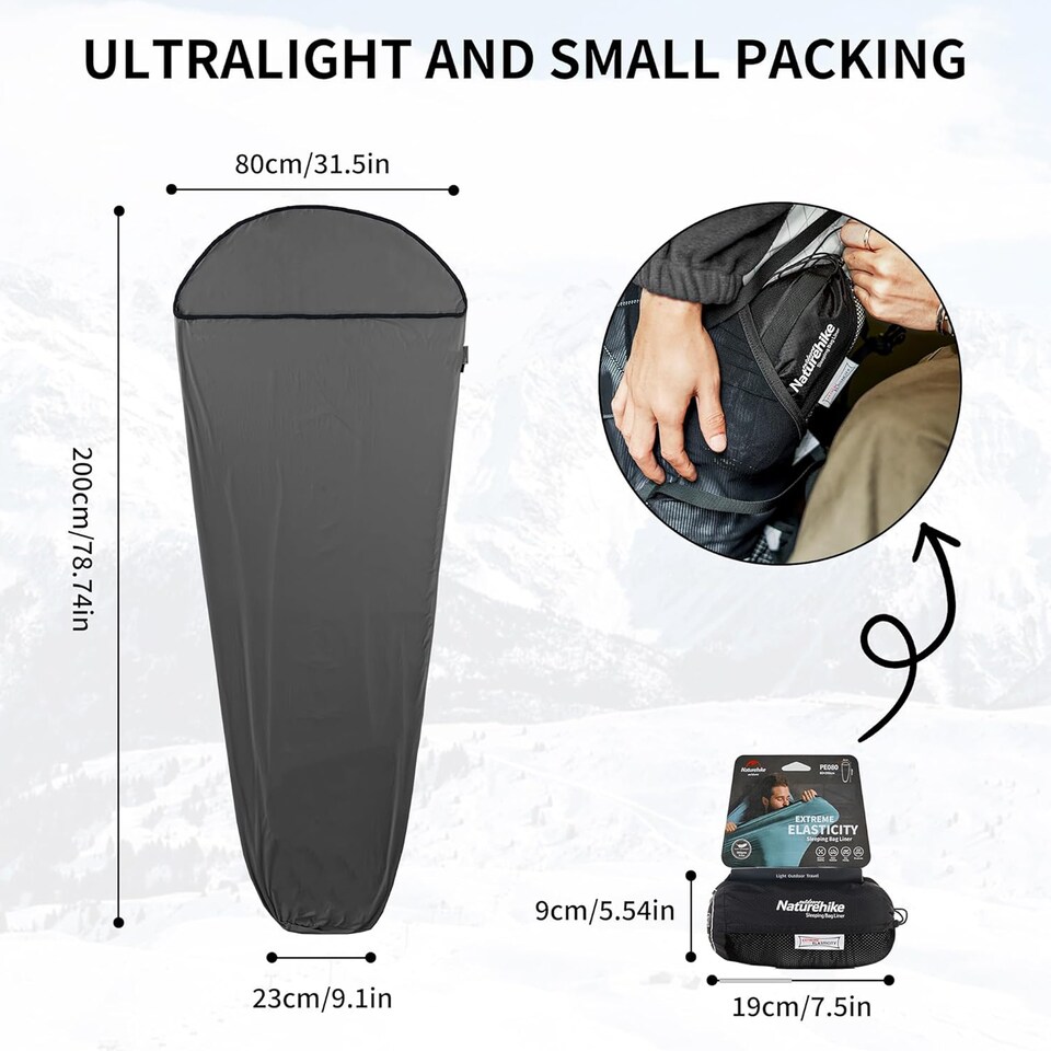 image 1 of High Elasticity Sleeping Bag Liner | Grey | Grey