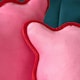 image 3 of OHS 2 x Matte Velvet Scallop Edge Filled Cushions | Multi | Pink and Red | 45 x 45cm | 2