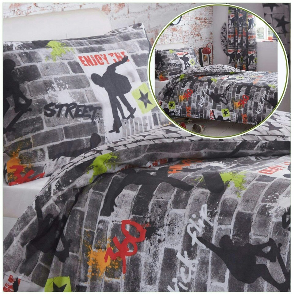 image 1 of Portfolio Home Kidz Club Teenagers Size Duvet with 1 Pillowcase Bed Cool Skateboards