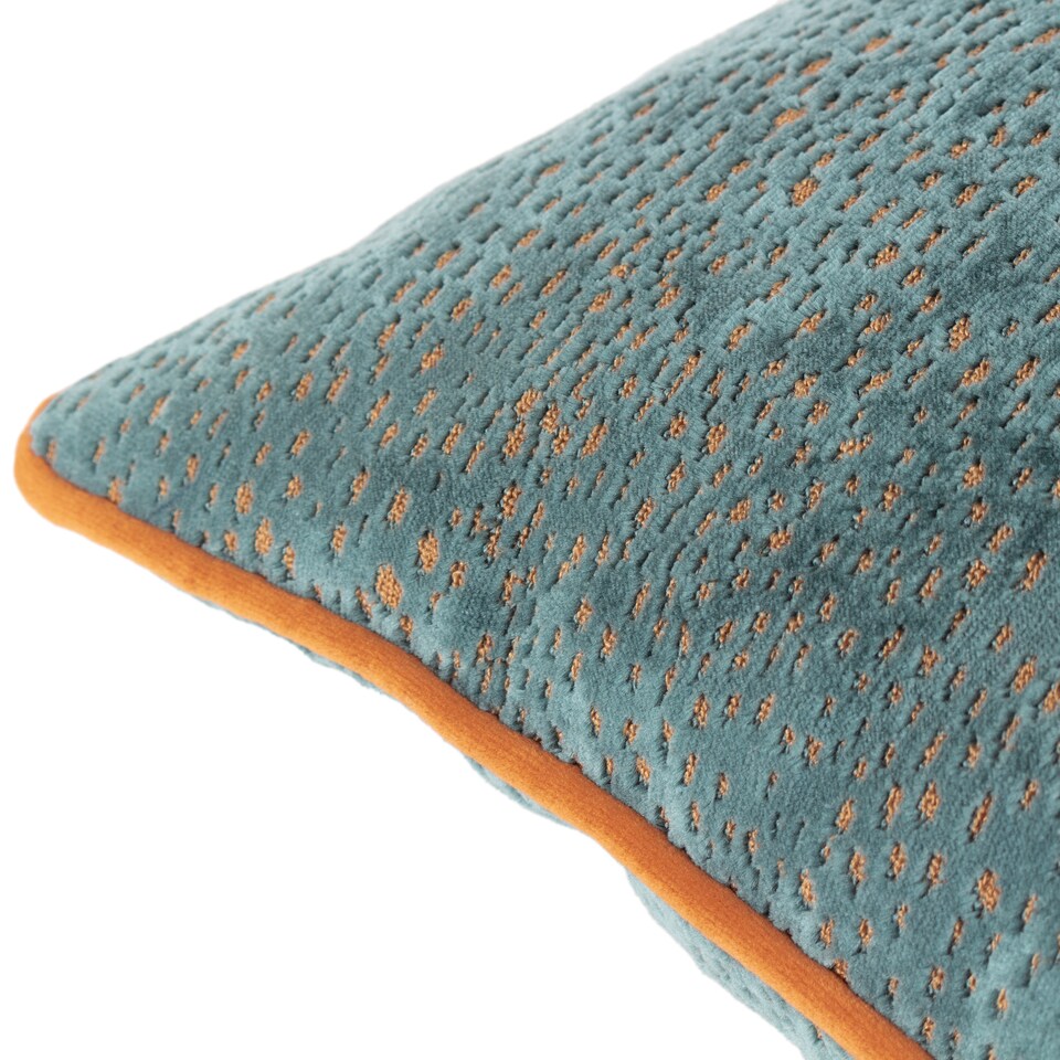 image 1 of Paoletti Estelle Spotted Cushion, Teal/Rust, 45 x 45cm