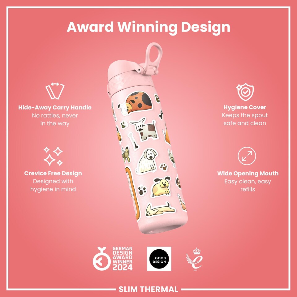 image 1 of Leak Proof Slim Water Bottle, Vacuum Insulated, 500ml (17oz)