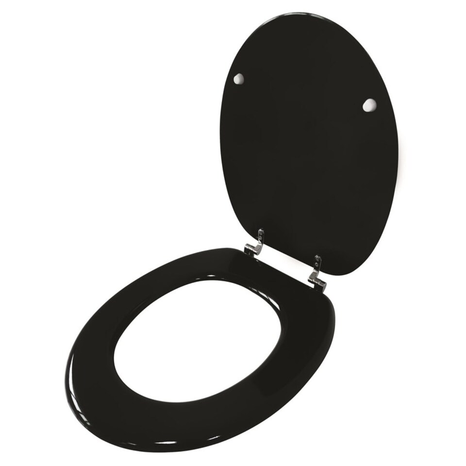 image 1 of 18" MDF Universal Bathroom WC Toilet Seat Quick Easy Fit Wooden 18 inch Coloured Black