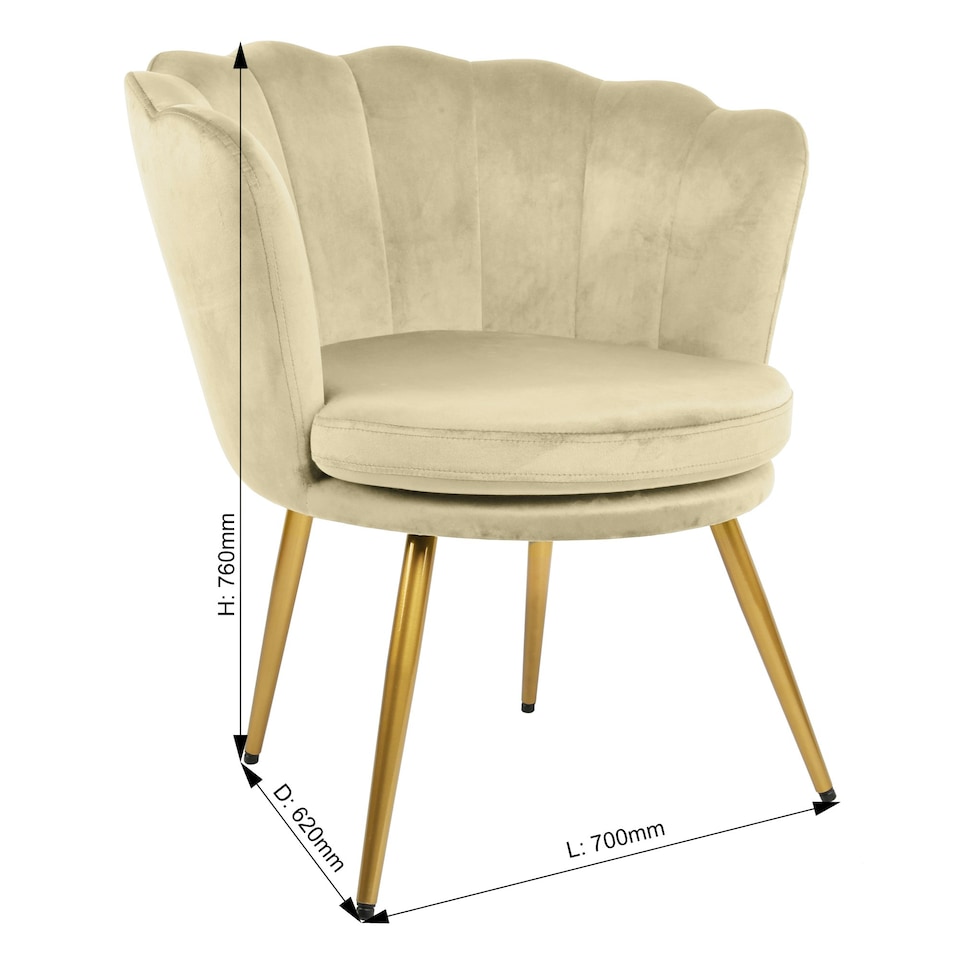 image 1 of FLORA Petal Chair Velvet Upholstered Fabric - Champagne Yellow | Champagne