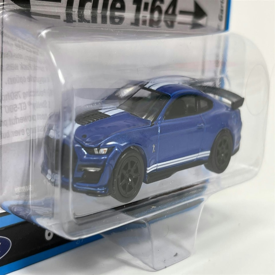 image 1 of 2021 Shelby GT500 Carbon Fibre Track Pack Velocity Blue 1:64 Autoworld AW64382A