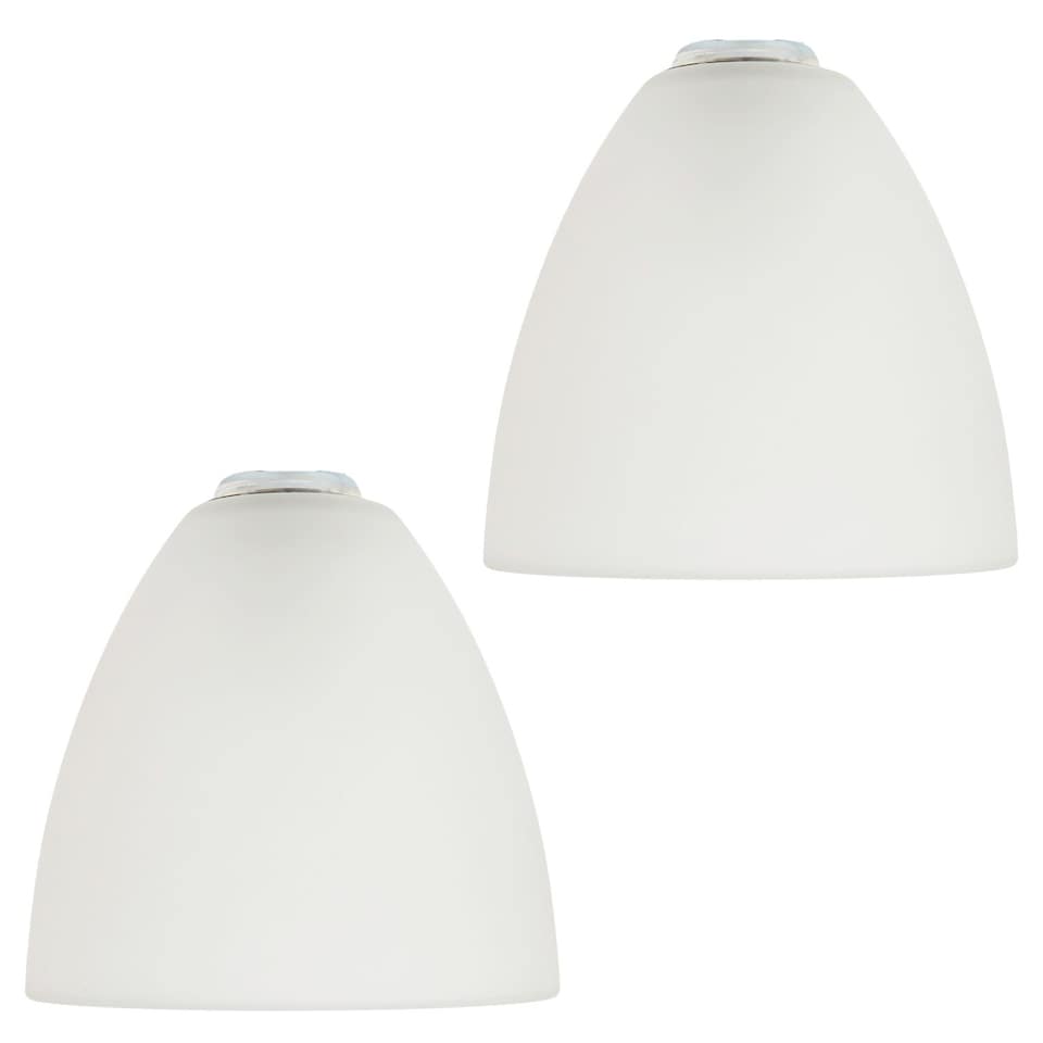 image 1 of Stylish Pair of Frosted White Glass Shades with Classic Shape for E14 and E27 | White | White | 1