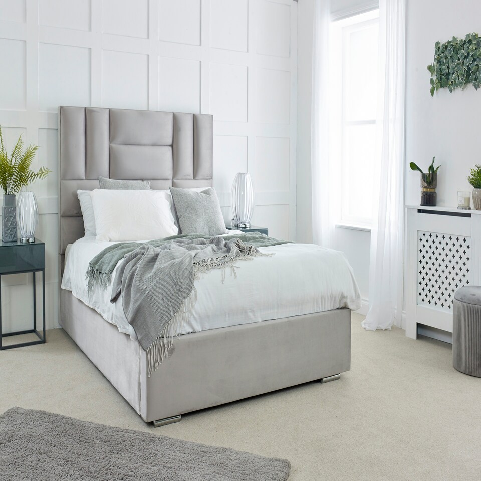 image 1 of Ofsted Plush Superking Bed Frame - Silver