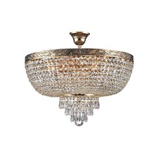 Palace Semi Flush Ceiling Gold Antique & Crystal, 6 Light, E27