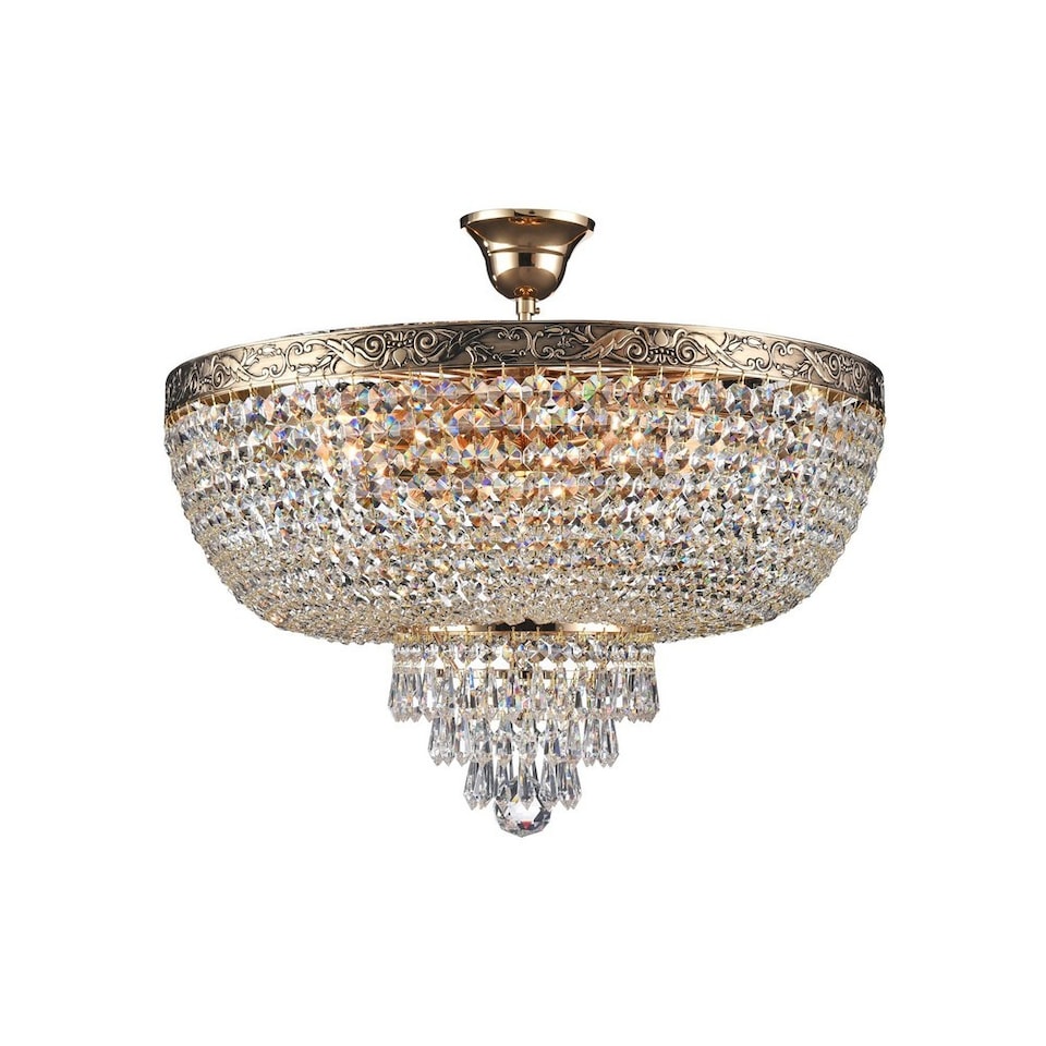 image 1 of Palace Semi Flush Ceiling Gold Antique & Crystal, 6 Light, E27