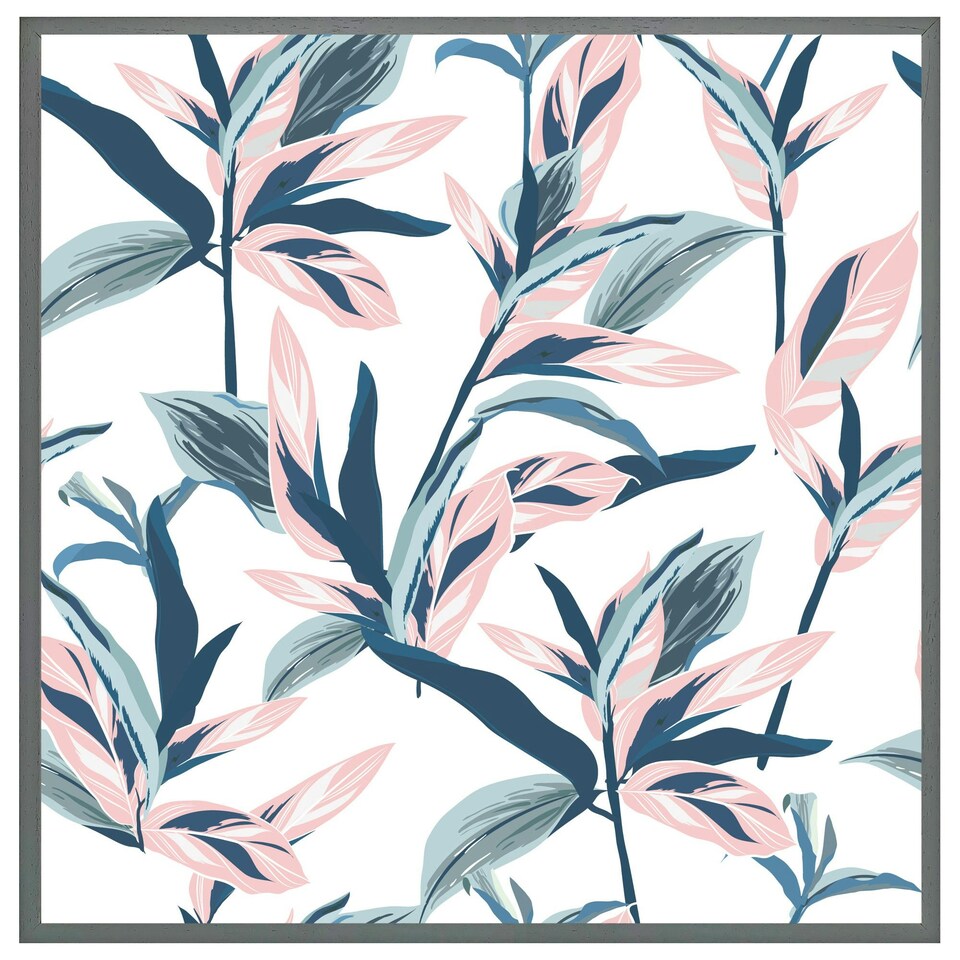 image 1 of Winter pink & blue flowers (Picture Frame) Brown | XS