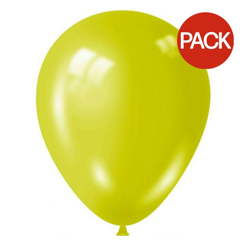 Fantasia Latex Shiny Balloons (Pack of 15) - Yellow - One Size