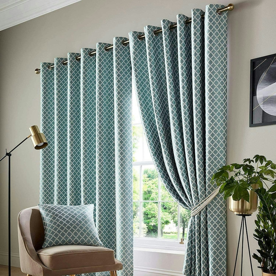 image 1 of Cotswold Eyelet Curtain - Teal - 167 cm x 182 cm
