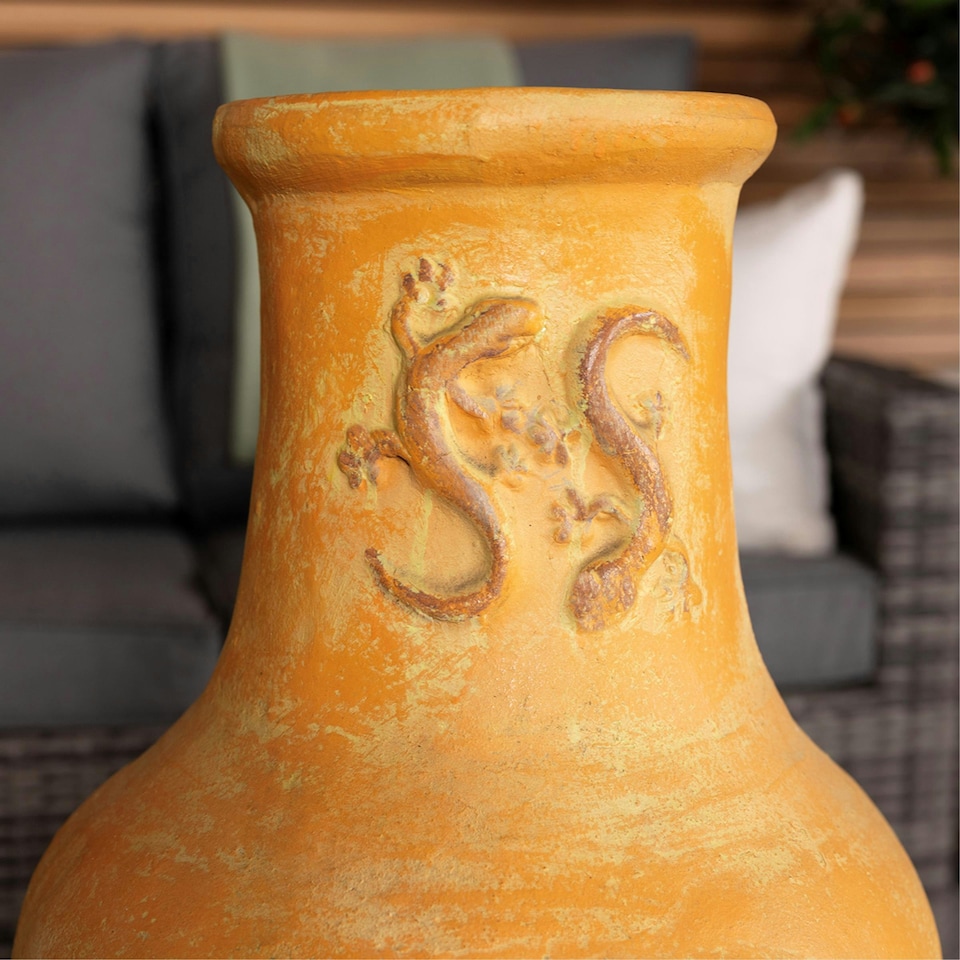 image 1 of Charles Bentley Outdoor Large Clay Chiminea Patio Heater - Terracotta