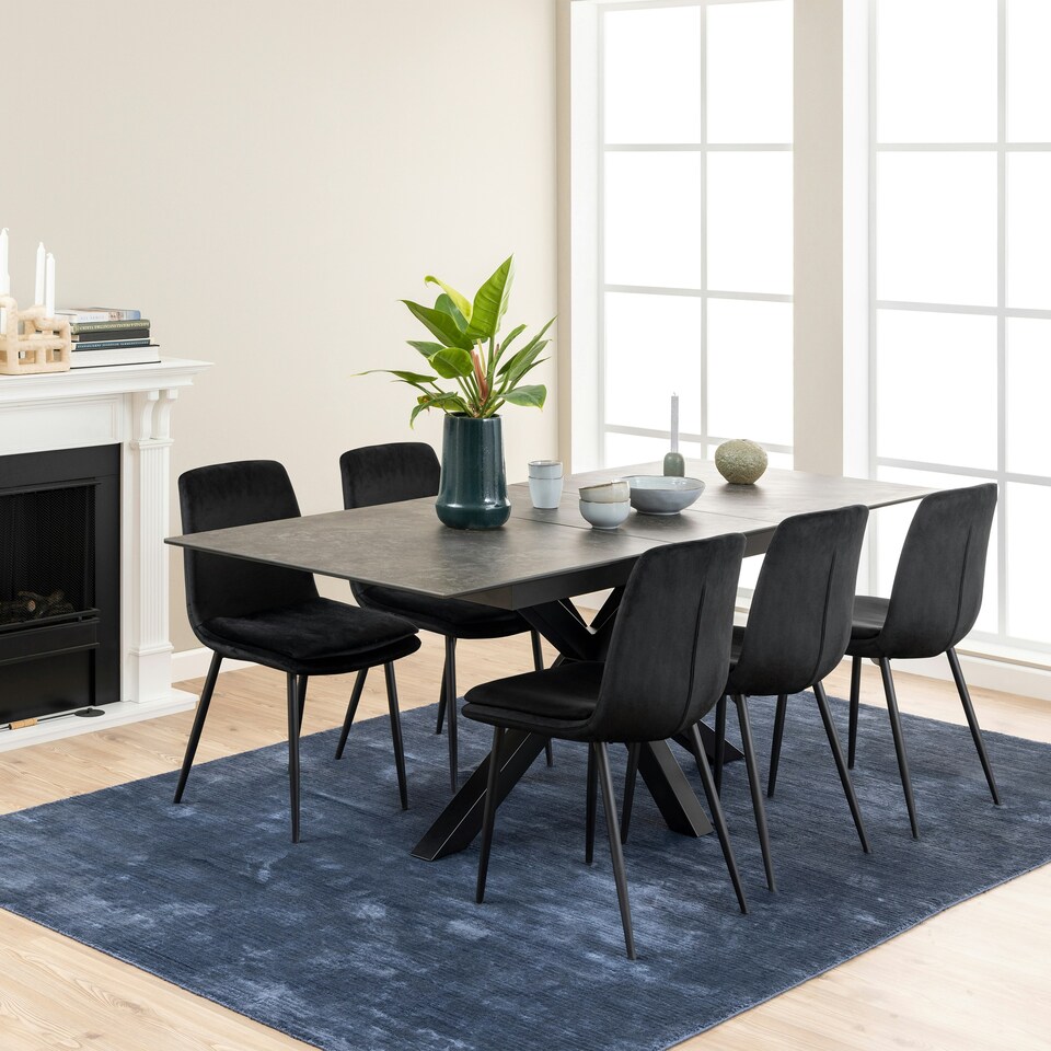 image 1 of Heaven Extendable Dining Table with Ceramic Black Top 168cm