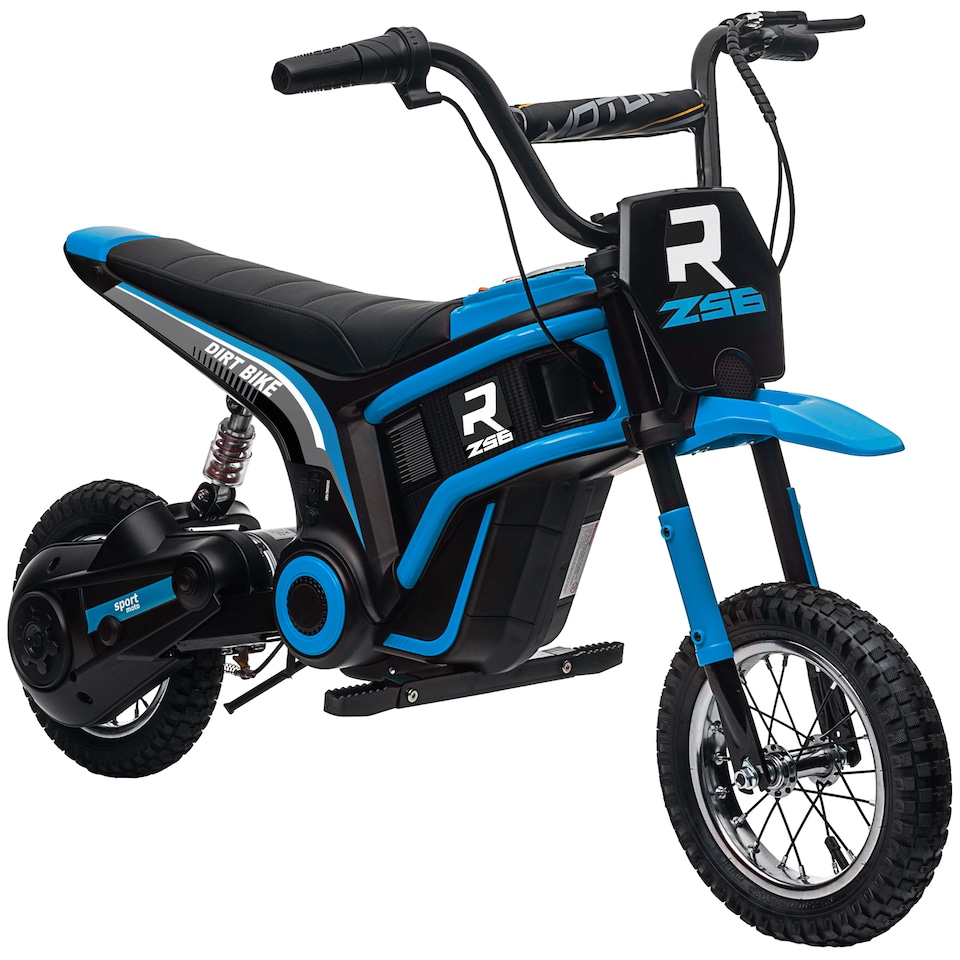 image 1 of HOMCOM 24V Kids Electric Motorbike with Twist Grip Throttle, Music, Horn, 12 Pneumatic Tyres, Max Speed 16kmithh, for Ages 8-12 Years - Blue