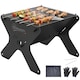 image 1 of Outsunny 2-In-1 Portable BBQ Grill and Camping Fire Pit with Gloves | Black | Black | 30W x 29D x 20H cm