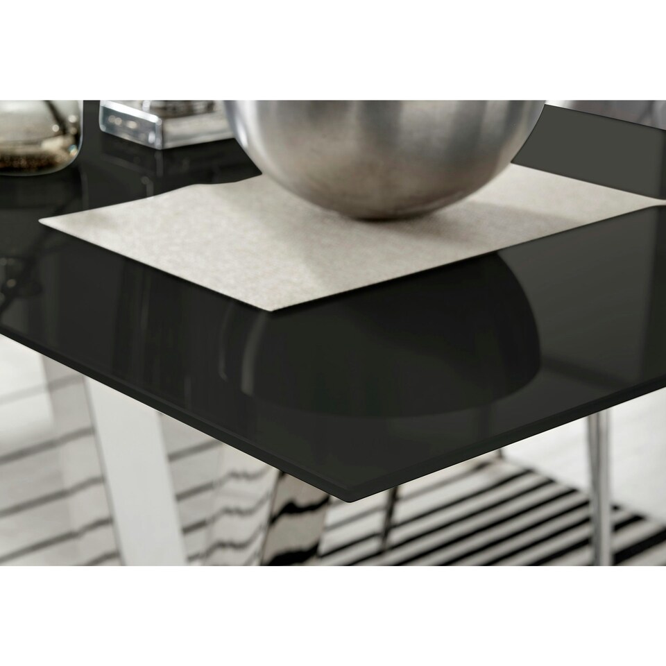 image 1 of Furniturebox Florini Black Glass And Metal V Dining Table