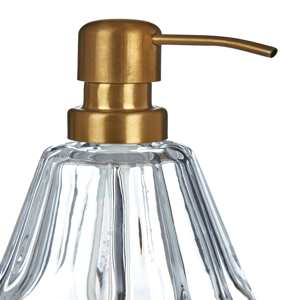 image 1 of Interiors by Premier Modern Lotion Dispenser, Glass Lotion Pump Dispenser With Brass Nozzle, Hand Cream Bottle, Soap Dispenser